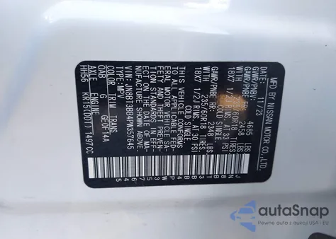 2023 Nissan Rogue Sv Intelligent Awd из США, поврежденный, VIN JN8BT3BB4PW357645